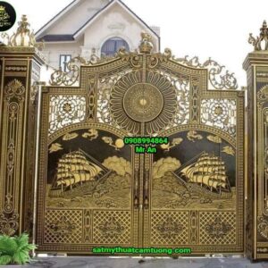 Cửa cổng nhôm đúc 068