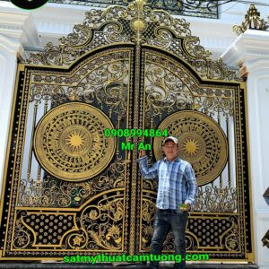 Cửa cổng nhôm đúc 035