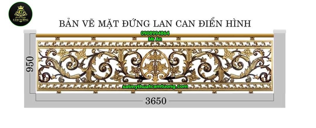 Lan can nhôm đúc 007